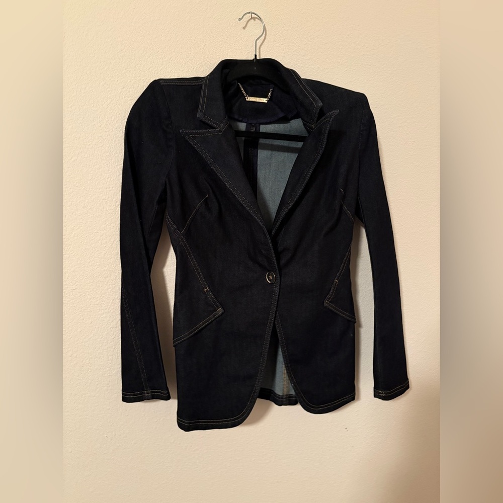Women's White Black Denim Jacket